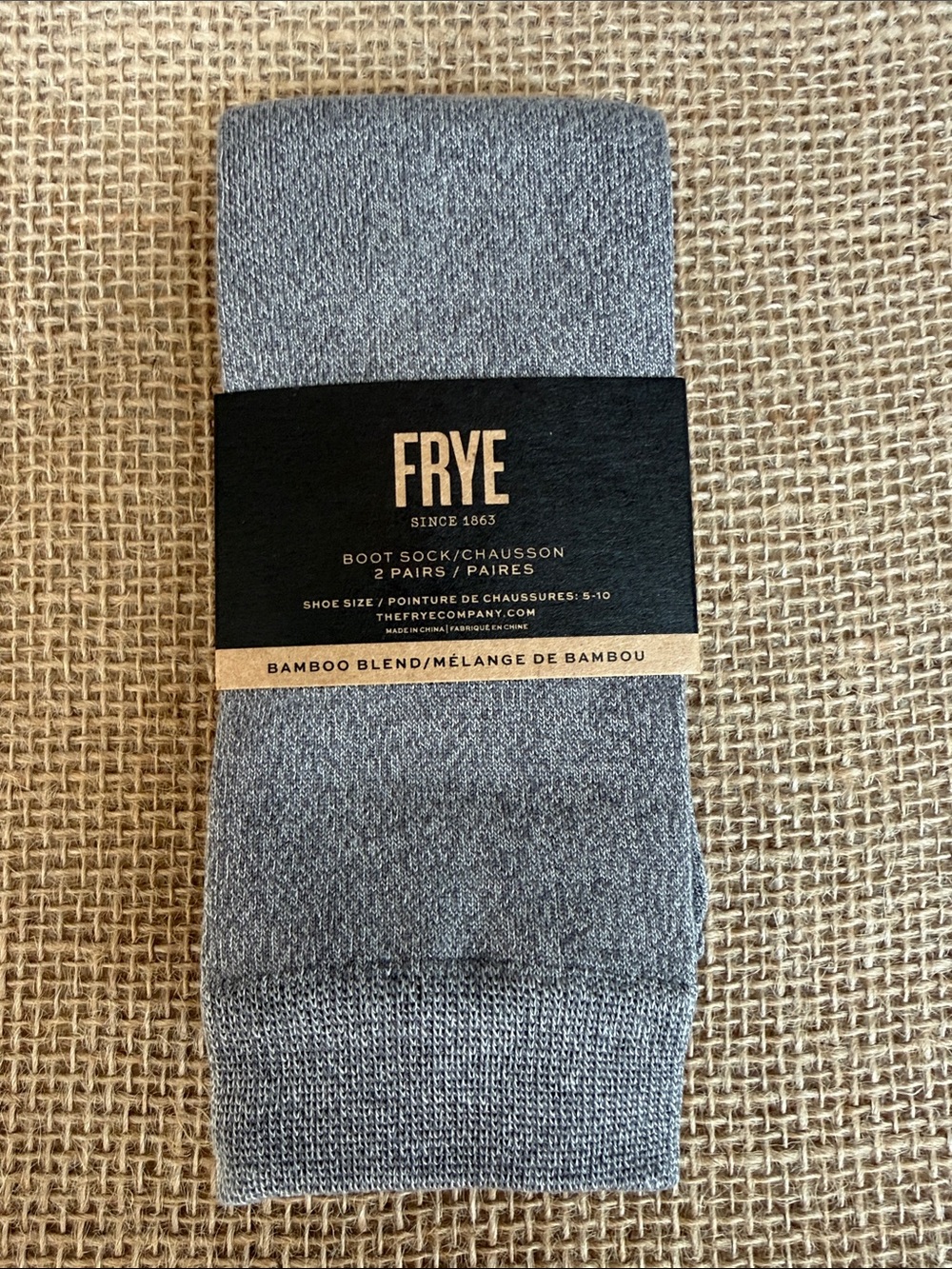 2 pair Frye Gray Bamboo Blend Crew Socks one grey and one black pair socks nwt